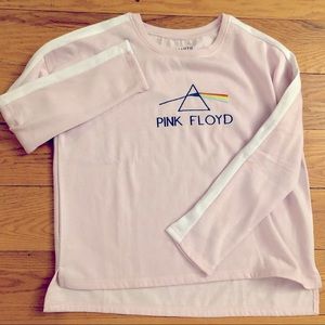 Pink Floyd NWT Lg Lt Pink Embroidered Lightweight Pullover High Low Sweatshirt